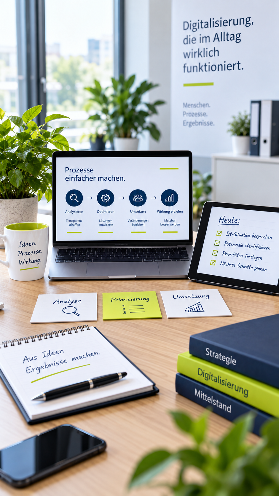 ideen digital schreibtisch hochformat - Landingpage Digtalisierung und KI
